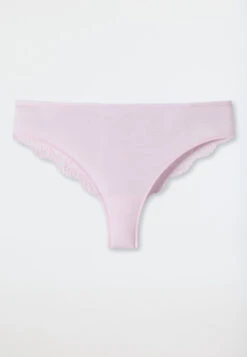 Schiesser Brazilian Panties Modal Lace Pale Pink - Modal And Lace