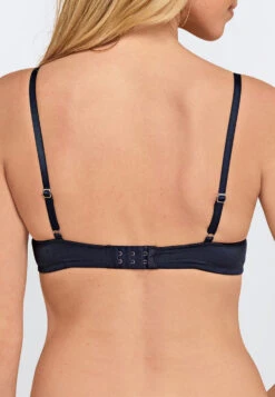 Schiesser Underwired Bra With Cup Midnight Blue Polka Dots - Pure Jacquard -Uni Style Shop buegel bh mit schale nachtblau gepunktet pure jacquard 155458 804 back