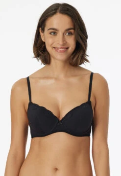 Schiesser Underwire Bra With Cup And Lace Black - Pure Cotton -Uni Style Shop buegel bh mit schale und spitze schwarz pure cotton 157412 000 detail2