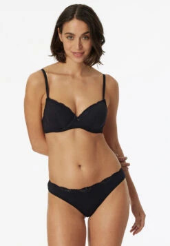 Schiesser Underwire Bra With Cup And Lace Black - Pure Cotton -Uni Style Shop buegel bh mit schale und spitze schwarz pure cotton 157412 000 front