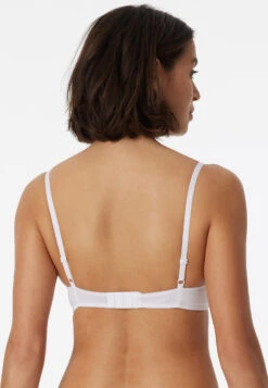 Schiesser Underwire Bra With Cups And Lace White - Pure Cotton -Uni Style Shop buegel bh mit schale und spitze weiss pure cotton 157412 100 back