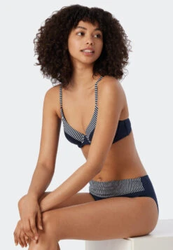 Schiesser Underwire Bikini Adjustable Straps Midi Bottoms Dark Blue - Ocean Dive -Uni Style Shop buegel bikini verstellbare traeger midi slip dunkelblau ocean dive 179213 803 front