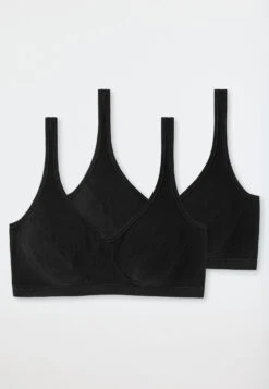 Schiesser Bustier 2-pack With Cups Organic Cotton Black - 95/5