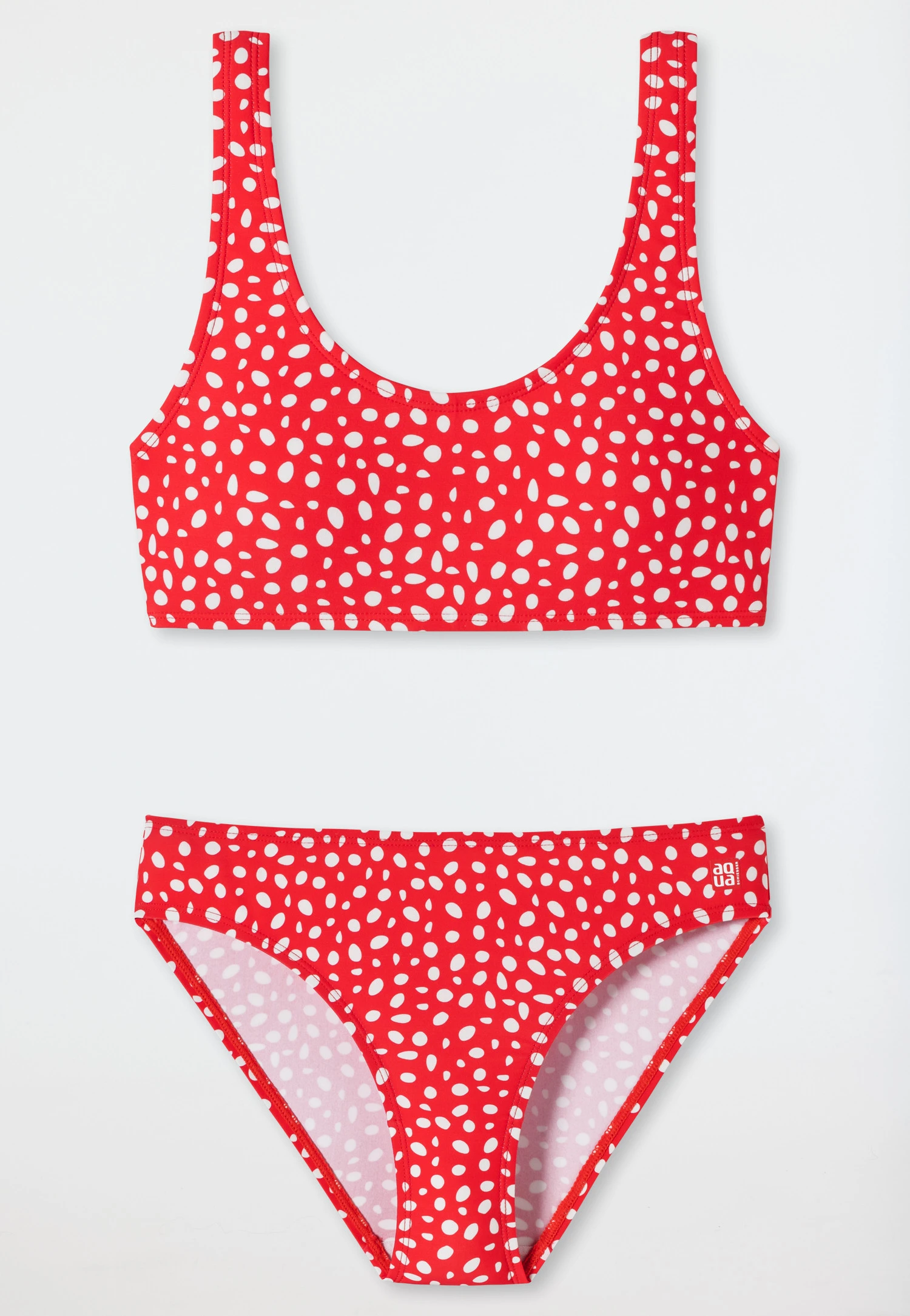 Schiesser Bustier Bikini Knitwear Recycled SPF40+ Lined Polka Dots Red - Diver Dreams 1 Schiesser Bustier Bikini Knitwear Recycled SPF40+ Lined Polka Dots Red - Diver Dreams