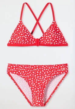Schiesser Bustier Bikini Knitwear Recycled SPF40+ Polka Dots Red - Diver Dreams