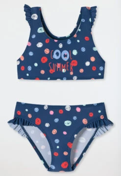 Schiesser Bustier Bikini Knitwear Recycled SPF40+ Racerback Polka Dots Ruffles Multicolor - Cat Zoe