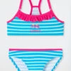 Schiesser Bustier Bikini Knitwear Recycled SPF40+ Stripes Ruffles Light Blue - Cat Zoe