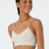 Schiesser Bustier With Cups V-neck Matt Sand - Seamless Light