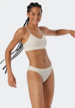 Schiesser Bustier With Cups V-neck Matt Sand - Seamless Light -Uni Style Shop bustier mit cups v ausschnitt matt sand seamless light 162920 410 front