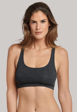 Schiesser Bustier With Cups Double Rib Racerback Anthracite - Personal Fit Rib