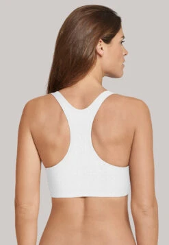 Schiesser Bustier With Cups Double Rib Racerback White - Personal Fit Rib -Uni Style Shop damenbekleidungthemenpersonalfitbustiermitcupsdoppelripperacerbackweisspersonalfitrippe 166560 100 back