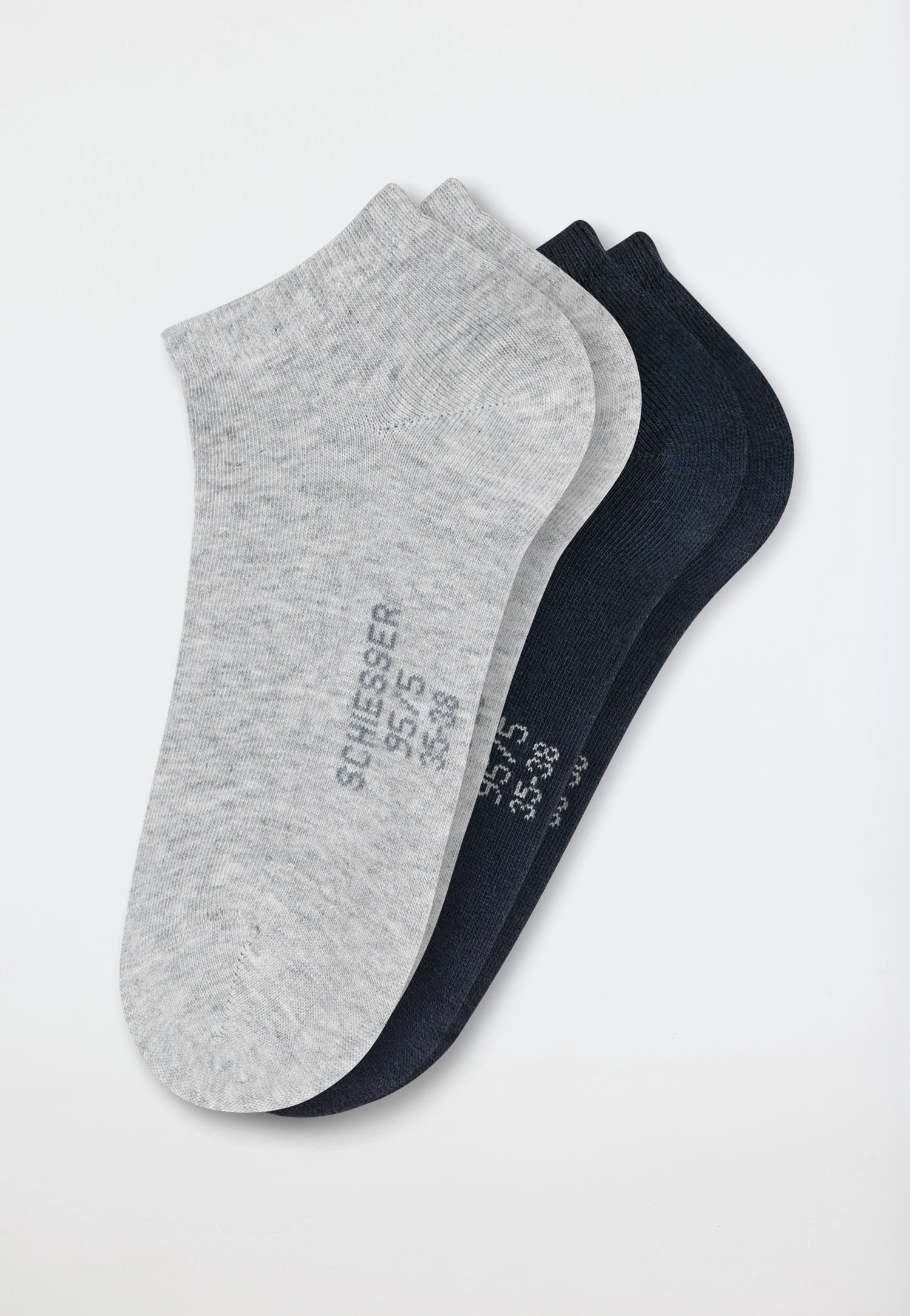 Schiesser Women's Sneaker Socks 2-pack Organic Cotton Heather Gray/black - 95/5 1 Schiesser Women's Sneaker Socks 2-pack Organic Cotton Heather Gray/black - 95/5