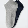 Schiesser Men's Sneaker Socks 2-pack Organic Cotton Heather Gray/dark Blue - 95/5