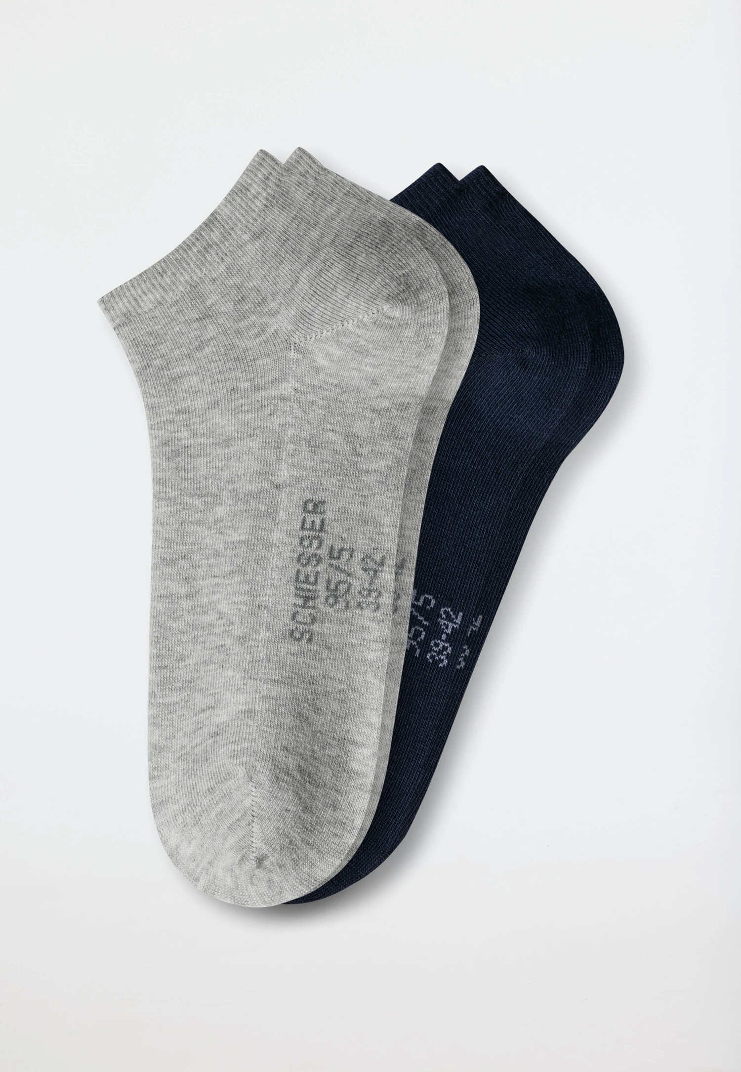 Schiesser Men's Sneaker Socks 2-pack Organic Cotton Heather Gray/dark Blue - 95/5 1 Schiesser Men's Sneaker Socks 2-pack Organic Cotton Heather Gray/dark Blue - 95/5