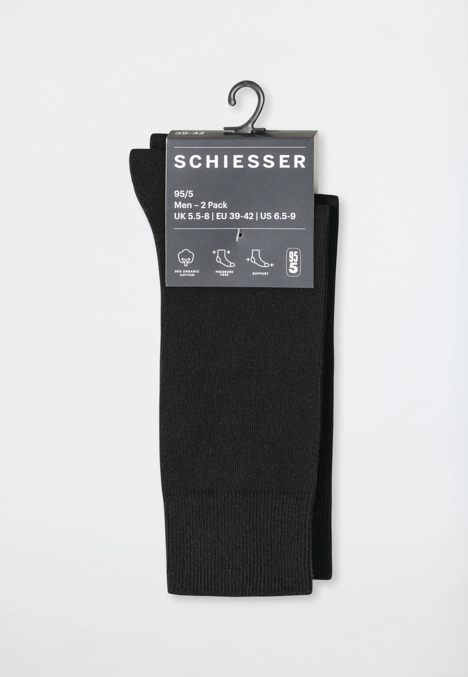 Schiesser Men's Socks 2-pack Organic Cotton Black - 95/5 3 Schiesser Men's Socks 2-pack Organic Cotton Black - 95/5 - Image 3