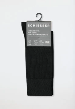 Schiesser Men's Socks 2-pack Black - Long Life Cool -Uni Style Shop herrensocken 2er pack schwarz long life cool 173006 000 detail2