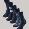 Schiesser Men's Socks In A 5-pack Stay Fresh Patterned Midnight Blue - Bluebird