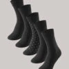 Schiesser Men's Socks In A 5 Pack Solid Polka Dots Black - Cotton Fit