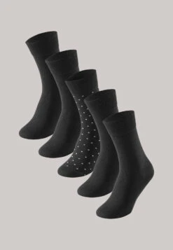 Schiesser Men's Socks In A 5 Pack Solid Polka Dots Black - Cotton Fit