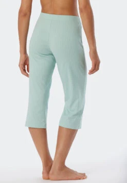 Schiesser Pants 3/4-length Interlock Organic Cotton Ribbed Look Mint - Mix+Relax -Uni Style Shop hose 3 4 lang interlock organic cotton rib optik mint mix relax 178565 708 back