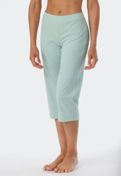 Schiesser Pants 3/4-length Interlock Organic Cotton Ribbed Look Mint - Mix+Relax -Uni Style Shop hose 3 4 lang interlock organic cotton rib optik mint mix relax 178565 708 detail2