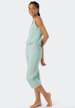 Schiesser Pants 3/4-length Interlock Organic Cotton Ribbed Look Mint - Mix+Relax