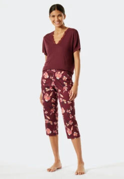 Schiesser Pants 3/4-length Modal Pockets Floral Print Multicolored - Mix & Relax -Uni Style Shop hose 3 4 lang modal taschen blumenprint mehrfarbig mix relax 176867 916 front