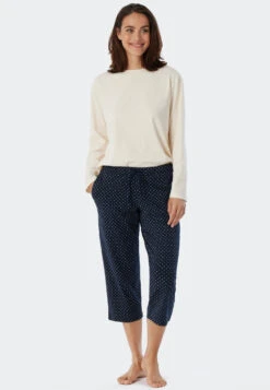 Schiesser Pants 3/4-length Polka Dots Dark Blue - Mix+Relax -Uni Style Shop hose 3 4 lang punkte dunkelblau mix relax 179270 835 front