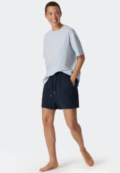 Schiesser Pants Short Tencel Sustainable Pockets Dark Blue - Mix+Relax -Uni Style Shop hose kurz tencel nachhaltig taschen dunkelblau mix relax 179182 803 front