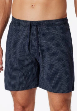 Schiesser Long Jersey Boxers Dark Blue-light Blue Check - Mix & Relax Cotton -Uni Style Shop long boxer jersey dunkelblau gemustert mix relax 1 163838 835 detail2