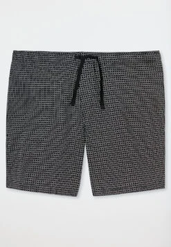 Schiesser Long Boxer Shorts Jersey Black Patterned - Mix & Relax