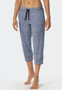 Schiesser Lounge Pants 3/4-length Modal Cuffs Stripes Multicolor - Mix+Relax -Uni Style Shop loungehose 3 4 lang modal buendchen streifen multicolor mix relax 179264 914 detail2