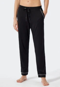 Schiesser Lounge Pants Long/extra-long Modal Piping Black - Mix & Relax -Uni Style Shop loungehose lang extra lang modal paspeln schwarz mix relax 1 178075 000 detail2