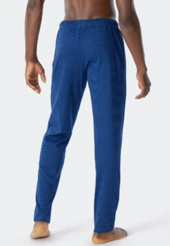 Schiesser Long Lounge Pants Fine Interlock Organic Cotton Patterned Aqua - Mix & Relax 7 Schiesser Long Lounge Pants Fine Interlock Organic Cotton Patterned Aqua - Mix & Relax -Uni Style Shop loungehose lang feininterlock organic cotton gemustert aqua mix relax 178945 833 back