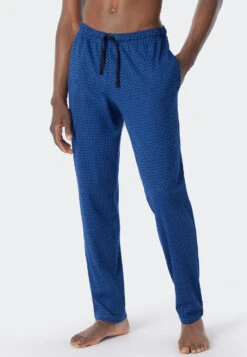 Schiesser Long Lounge Pants Fine Interlock Organic Cotton Patterned Aqua - Mix & Relax 9 Schiesser Long Lounge Pants Fine Interlock Organic Cotton Patterned Aqua - Mix & Relax -Uni Style Shop loungehose lang feininterlock organic cotton gemustert aqua mix relax 178945 833 detail2
