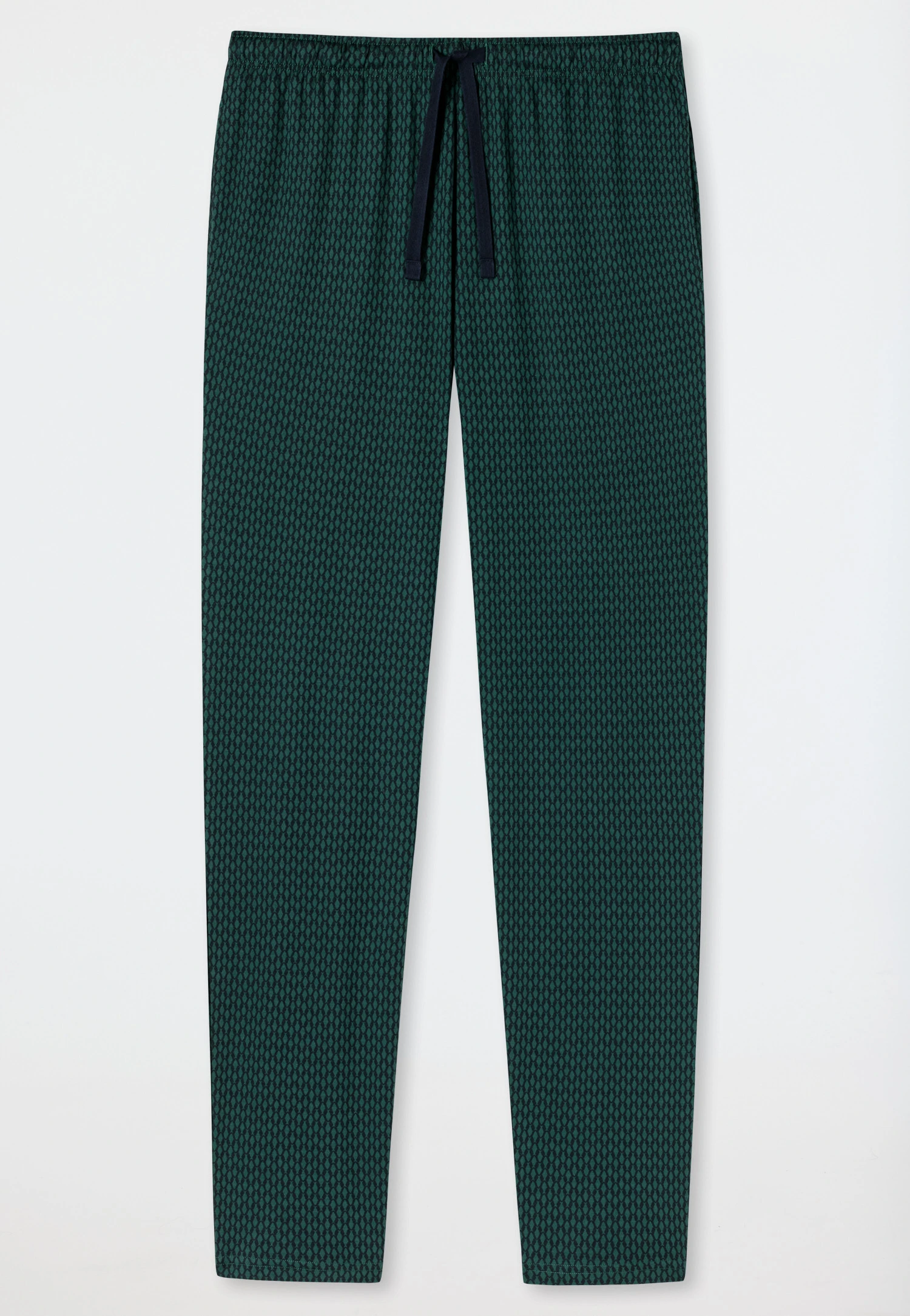 Schiesser Long Lounge Pants Fine Interlock Organic Cotton Patterned Dark Green - Mix & Relax 3 Schiesser Long Lounge Pants Fine Interlock Organic Cotton Patterned Dark Green - Mix & Relax - Image 3