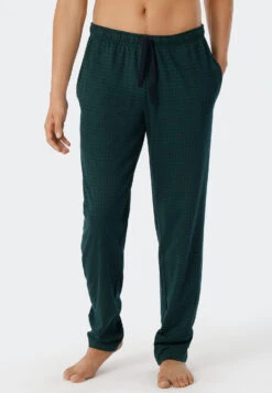Schiesser Long Lounge Pants Fine Interlock Organic Cotton Patterned Dark Green - Mix & Relax 7 Schiesser Long Lounge Pants Fine Interlock Organic Cotton Patterned Dark Green - Mix & Relax -Uni Style Shop loungehose lang feininterlock organic cotton gemustert dunkelgruen mix relax 178945 702 detail2