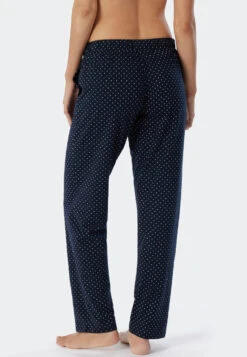 Schiesser Lounge Pants Long Jersey Polka Dots Dark Blue Patterned - Mix+Relax