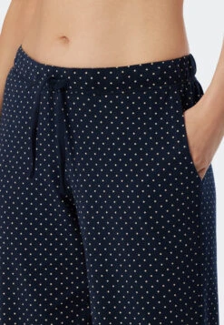 Schiesser Lounge Pants Long Jersey Polka Dots Dark Blue Patterned - Mix+Relax -Uni Style Shop loungehose lang jersey punkte dunkelblau gemustert mix relax 179271 835 detail3