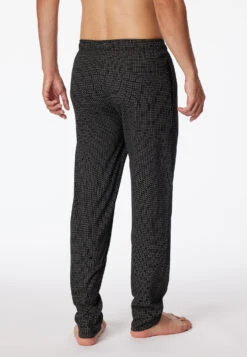 Schiesser Loung Pants Long Jersey Black Patterned - Mix & Relax -Uni Style Shop loungehose lang jersey schwarz gemustert mix relax 163840 006 back