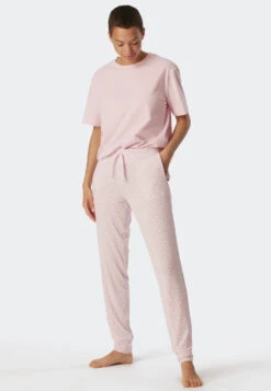 Schiesser Lounge Pants Long Modal Cuffs Powder Pink - Mix & Relax -Uni Style Shop loungehose lang modal buendchen powder pink mix relax 175481 534 front