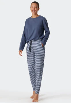 Schiesser Lounge Pants Long Modal Cuffs Black - Mix + Relax -Uni Style Shop loungehose lang modal buendchen schwarz mix relax 3 175481 914 front