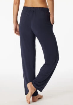 Schiesser Lounge Pants Long Modal Marlene Cut Blue - Mix & Relax -Uni Style Shop loungehose lang modal marlene schnitt blau mix relax 175482 800 back