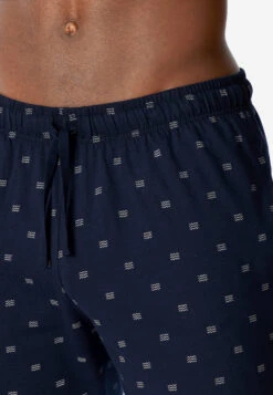 Schiesser Long Lounge Pants Organic Cotton Dark Blue Patterned - Mix & Relax