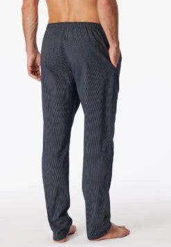 Schiesser Lounge Pants Long Woven Fabric Dark Blue-white Striped - Mix & Relax 6 Schiesser Lounge Pants Long Woven Fabric Dark Blue-white Striped - Mix & Relax -Uni Style Shop loungehose lang webware dunkelblau gestreift mix relax 163842 803 back