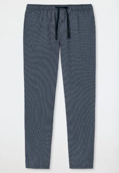 Schiesser Lounge Pants Long Woven Fabric Dark Blue-white Striped - Mix & Relax 7 Schiesser Lounge Pants Long Woven Fabric Dark Blue-white Striped - Mix & Relax -Uni Style Shop loungehose lang webware dunkelblau gestreift mix relax 163842 803 detail1