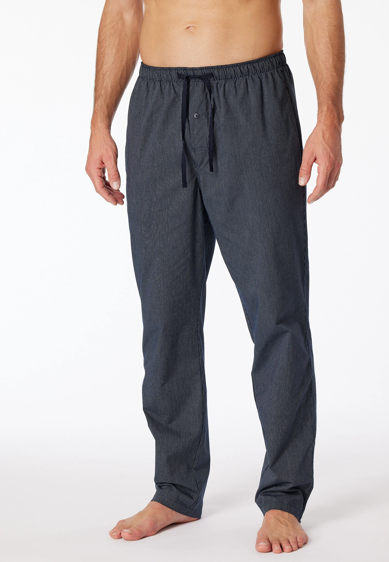 Schiesser Lounge Pants Long Woven Fabric Dark Blue-white Striped - Mix & Relax 1 Schiesser Lounge Pants Long Woven Fabric Dark Blue-white Striped - Mix & Relax