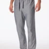 Schiesser Lounge Pants Long Woven Fabric Herringbone Black Pattern - Mix & Relax