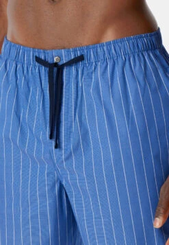 Schiesser Lounge Pants Long Woven Fabric Organic Cotton Stripes Aqua - Mix & Relax -Uni Style Shop loungehose lang webware organic cotton streifen aqua mix relax 178943 833 detail3