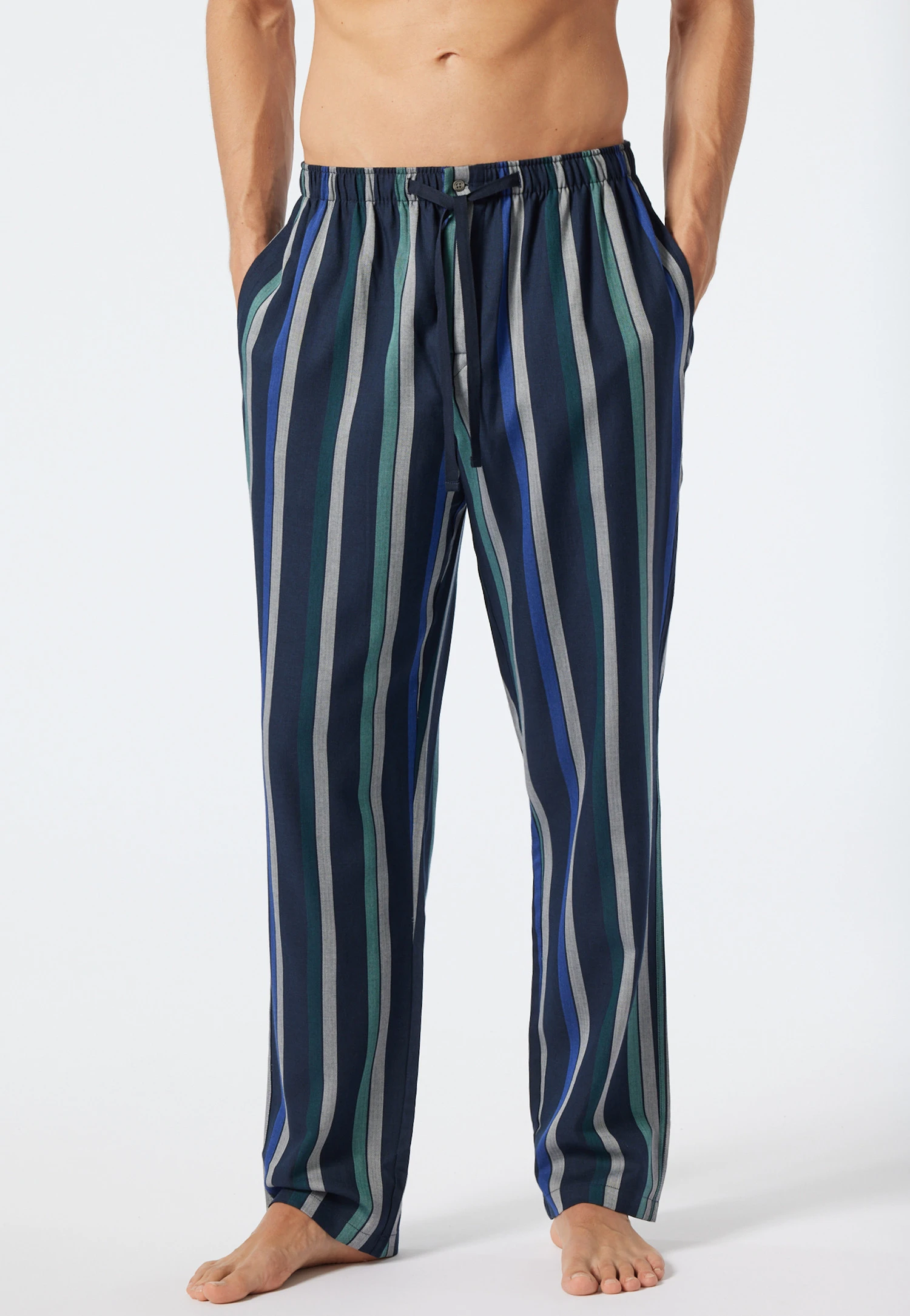 Schiesser Lounge Pants Long Woven Fabric Stripes Royal - Mix & Relax 2 Schiesser Lounge Pants Long Woven Fabric Stripes Royal - Mix & Relax - Image 2